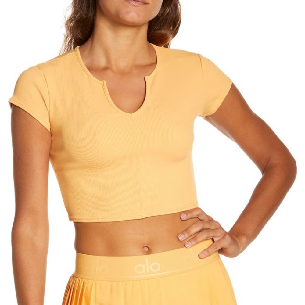 Alo Short Sleeve Rib Crop Top